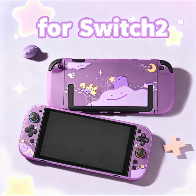 Image of Anime Pokémon Ditto Schutzhülle für Switch 2 Cartoon Dockbare Zweiteilige Geteilte Hülle Konsolenzubehör Harte Gaming-Abdeckung