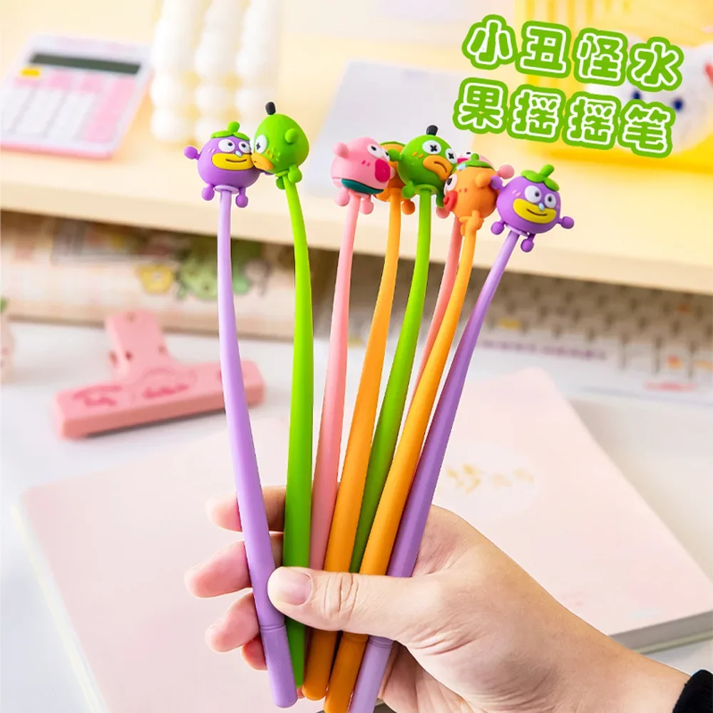 36Pcs Wholesale Clown Fruit Student Silicone Shake Music Black Neutral Pen, Cartoon Cute Stationery Small Gifts