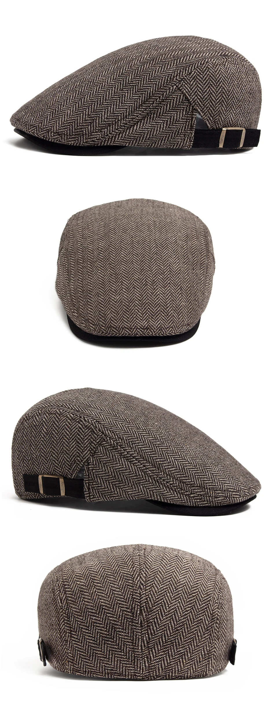 Neue Fischgräten Vintage Baskenmütze Männer Herbst Winter Casual Flache Visier Hut Berets Retro Mode Zeitungsjunge Mütze männer Einstellbar – Detail 6