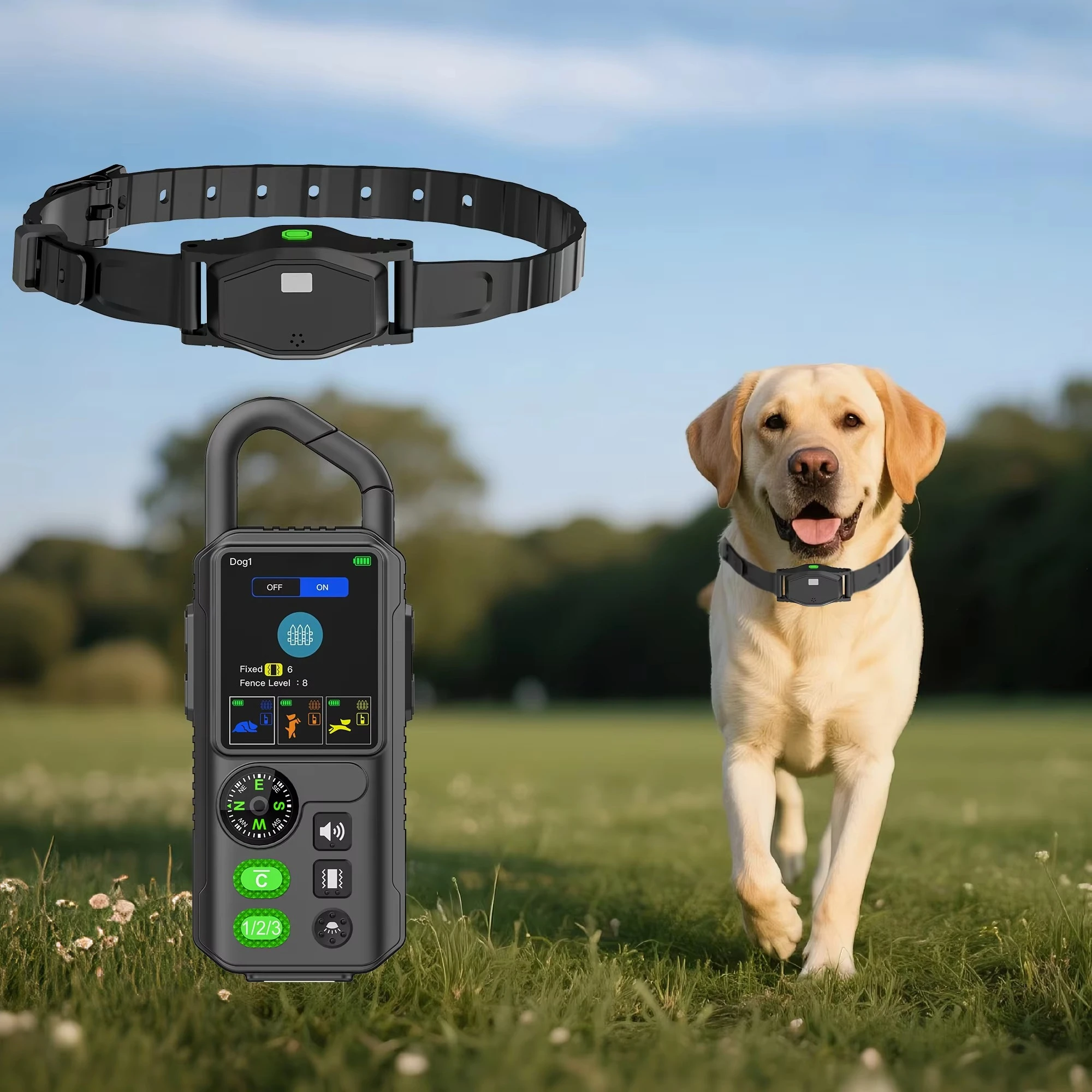Rechargeable Electronic Wireless Dog Fence Remote Training Collar Smart Wireless Dog Fence System Collar with LED Light