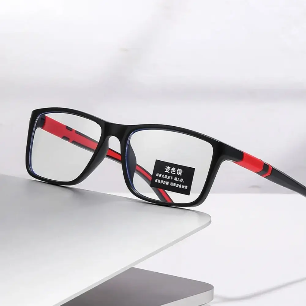Portable PC Reading Glasses Grey Red Blue Square Frame Anti Blue Light Eyeglasses Decorative Glasses Frame Glasses Readers