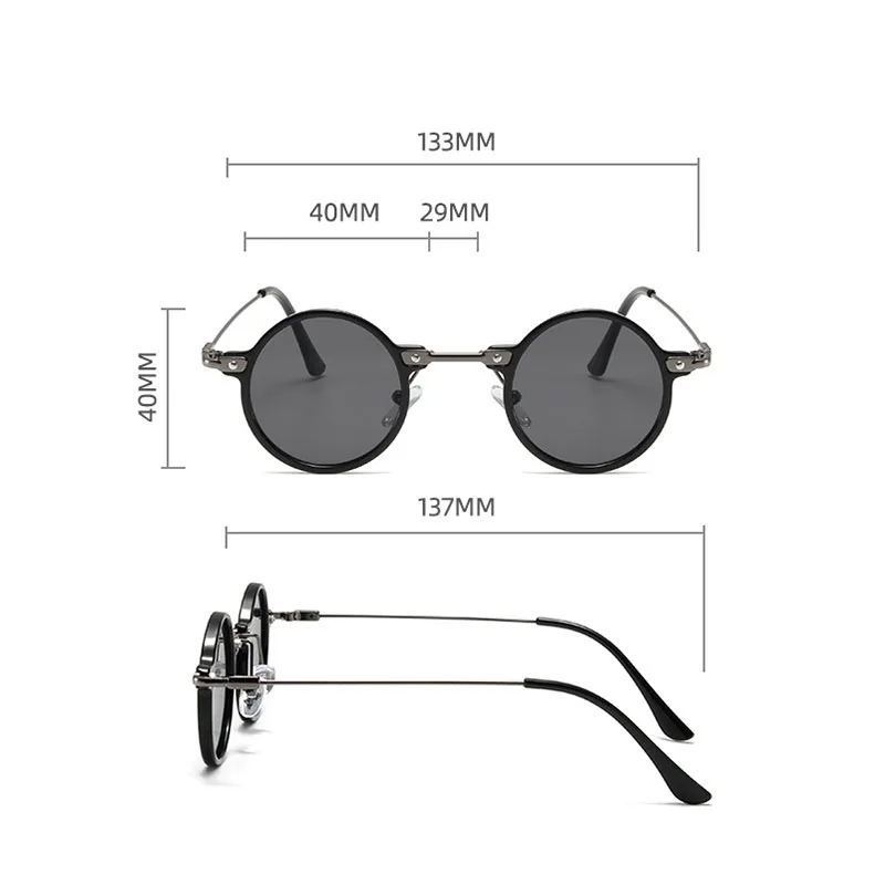 Okrągłe okulary przeciwsłoneczne Steampunk dla mężczyzn Retro okulary przeciwsłoneczne damskie Punk modne okulary Vintage Gafas De Sol Hombre Lunette Soleil Femme — zdjęcie 7