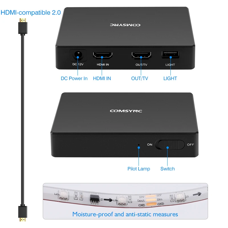 Podświetlenie telewizora z podświetleniem Led diody na wstążce taśma RGB zestaw oświetlenia Led do synchronizacji kolorów dla urządzenia 4K HDMI 2.0