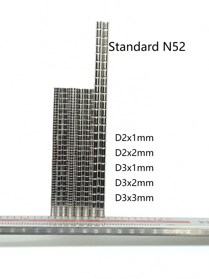 10 50PCS/LOT Disc Standard N52 NdFeB Magnet 2*1 3*1 3*3 Strong Rare Earth Permanent Neodymium Magnets 2x2 3x2