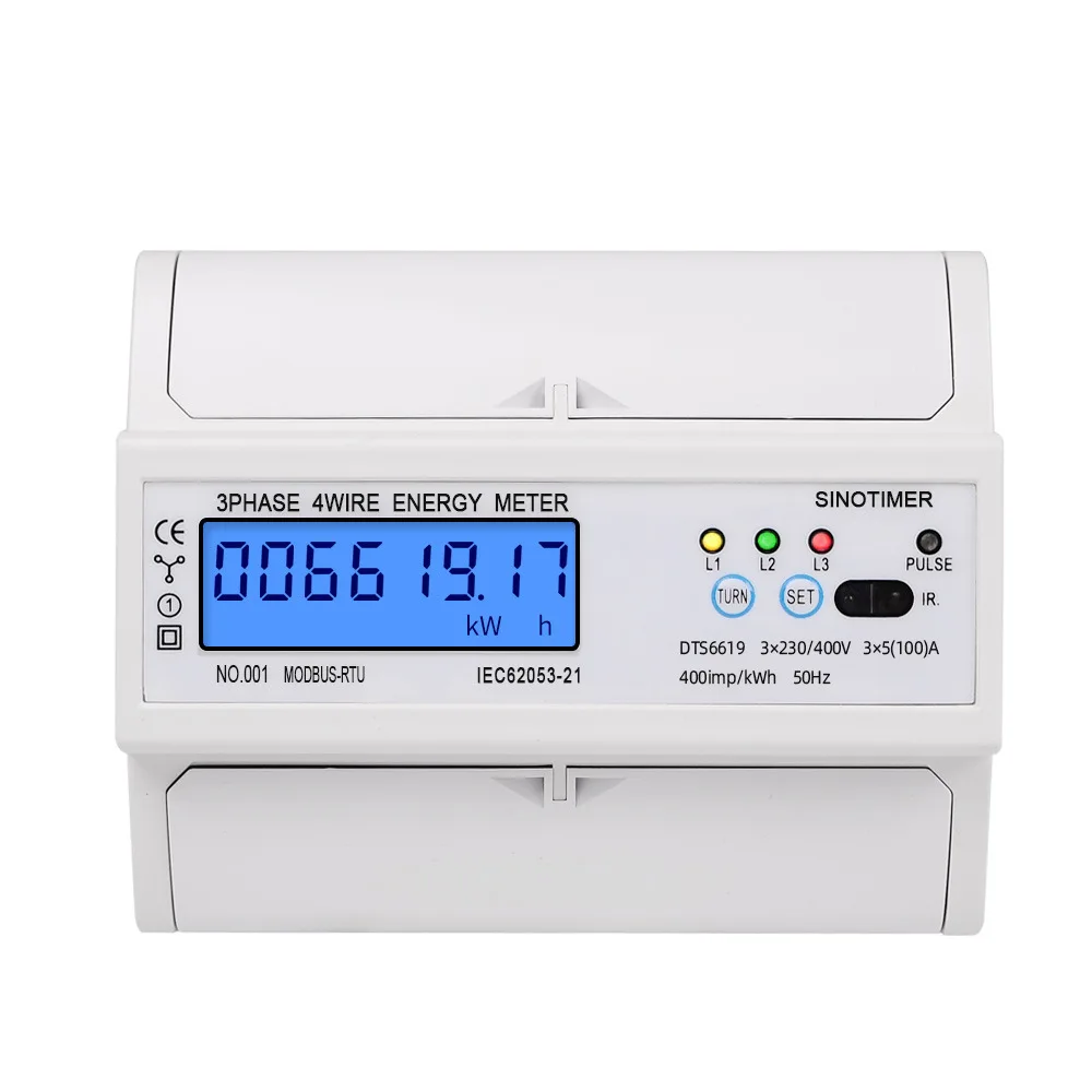 Three Phase 7P LCD Display Energy Meter Din Rail Type RS485 kWh Consumption Power Voltage Current Wattmeter Monitor Modbus RTU