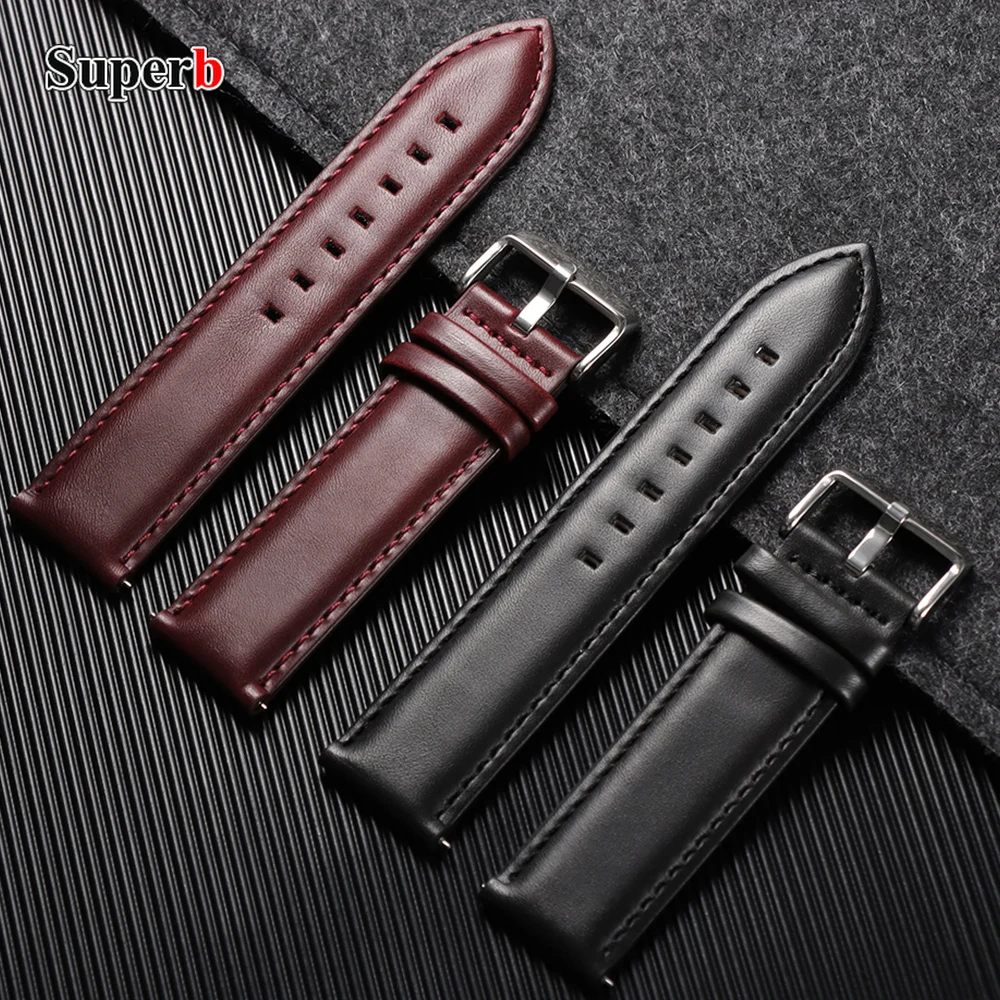 

18mm 20mm 22mm Genuine Cowhide Watchband Quick Release Watch Strap Business Soft Band Bracelets Black Brown Watch Accessories