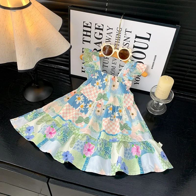 Kids Clothing Summer Girls Floral Print Dress Casual Sundress Sweet Party Clothes for 1-8T Children Beach Vest Dresses