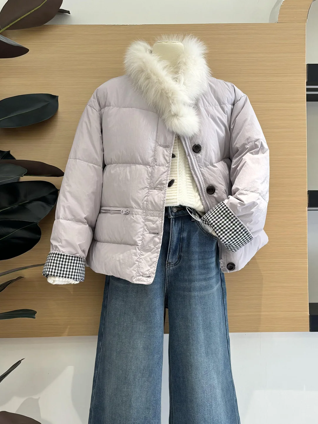 

Fashionable Thickened round Neck Single Button Warm Outerwear Women's Cotton Coat Korean Style Winter New Arrival Unique Design