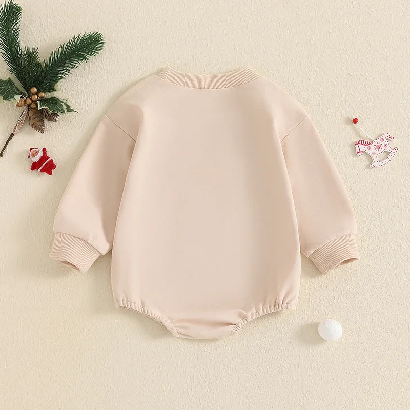 Infant Baby Girls Boys Sweatshirts Rompers Gingerbread Embroidery Long Sleeve Christmas Jumpsuits Newborn Clothes