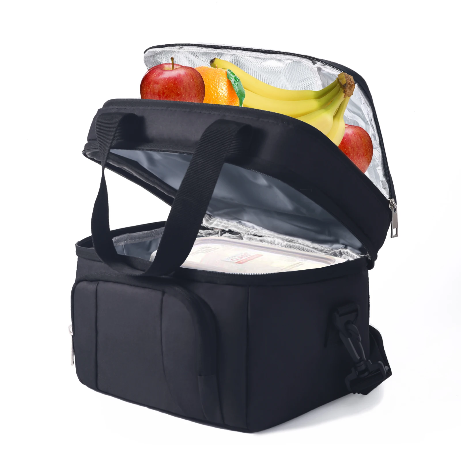 Double Insulated Lunch Bag Layer Portable Thermal Lunch Box Waterproof Picnic Heat Insulating Bag with Adjustable Strap image 2