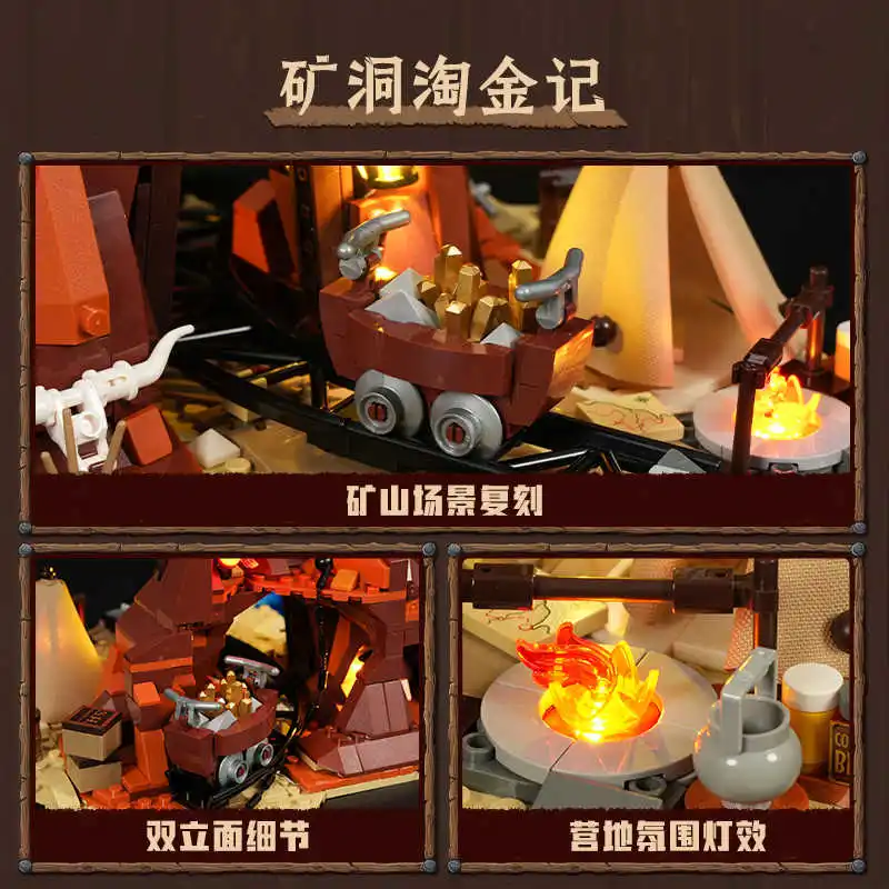 IN STOCK MOC Western Mine Camp Building Blocks Bricks Construction Assembling Model Toys for Children Birthday Gift Set