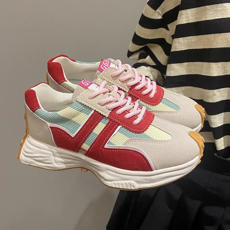 

Women's Slim Waist Shoes Versatile Thick-Soled Internet Celebrity Casual Running Sneakers Dad Shoes for Women