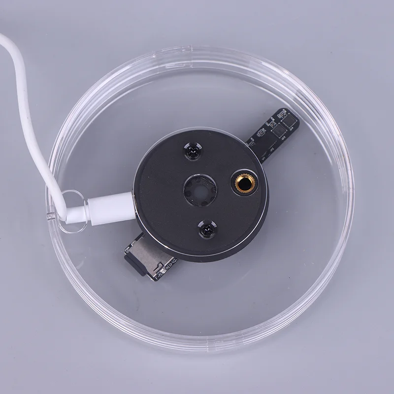 1 قطعة أضواء الإعلان المجسم ثلاثية الأبعاد LED نموذج سطح المكتب شاشة مروحة مع تشغيل الصوت مع غطاء شفاف مروحة ثلاثية الأبعاد