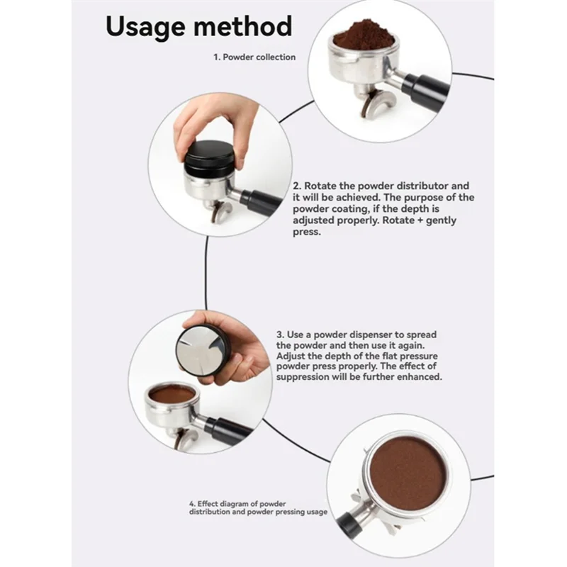 A04V WDT Tool Set Espresso Coffee Stirrer Distributor Adjustable Depth Espresso Stirrer Tool Rotary Coffee Powder Needle