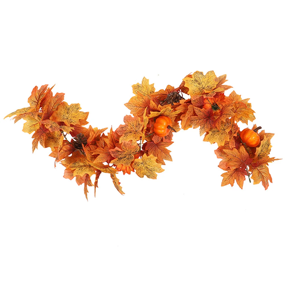 

Artificial Pumpkin Maple Leaf Garland Fall Decor For Home Thanksgiving Mantel Autumn Sunflower Vine Halloween Outdoor