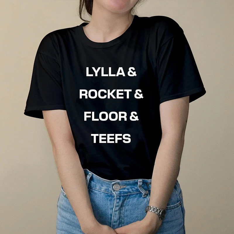 

Lylla Rocket Floor Teefs Cotton Unisex T Shirts Summer Fashion Galaxy Guardians Inspired Tee Raccoon Rocket T-Shirts Women