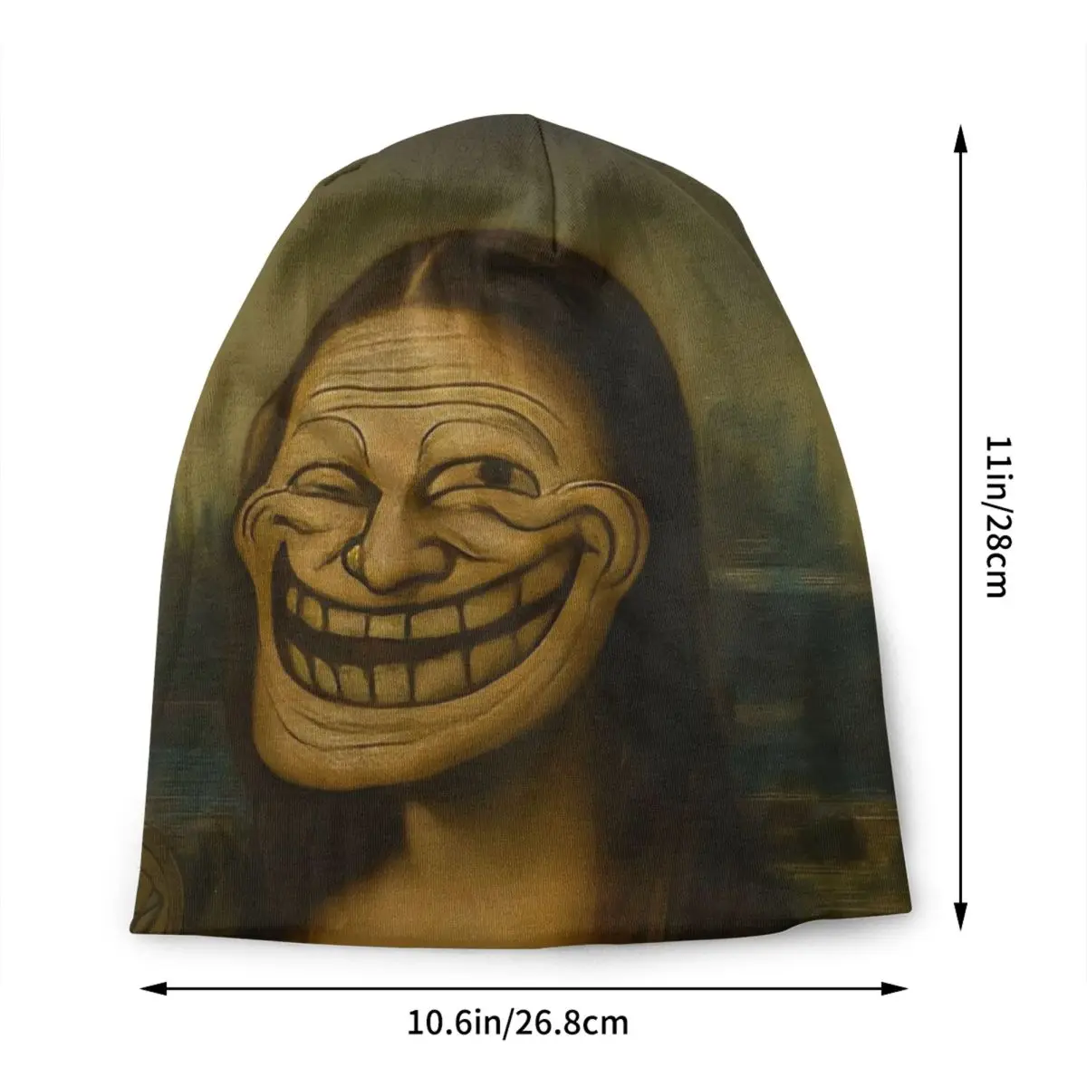 Warm Knitted Hat Unisex Adult Mona Lisa Troll Face Quest Video Meme Game Comic Skullies Beanies Caps Funny Anime Bonnet Hats