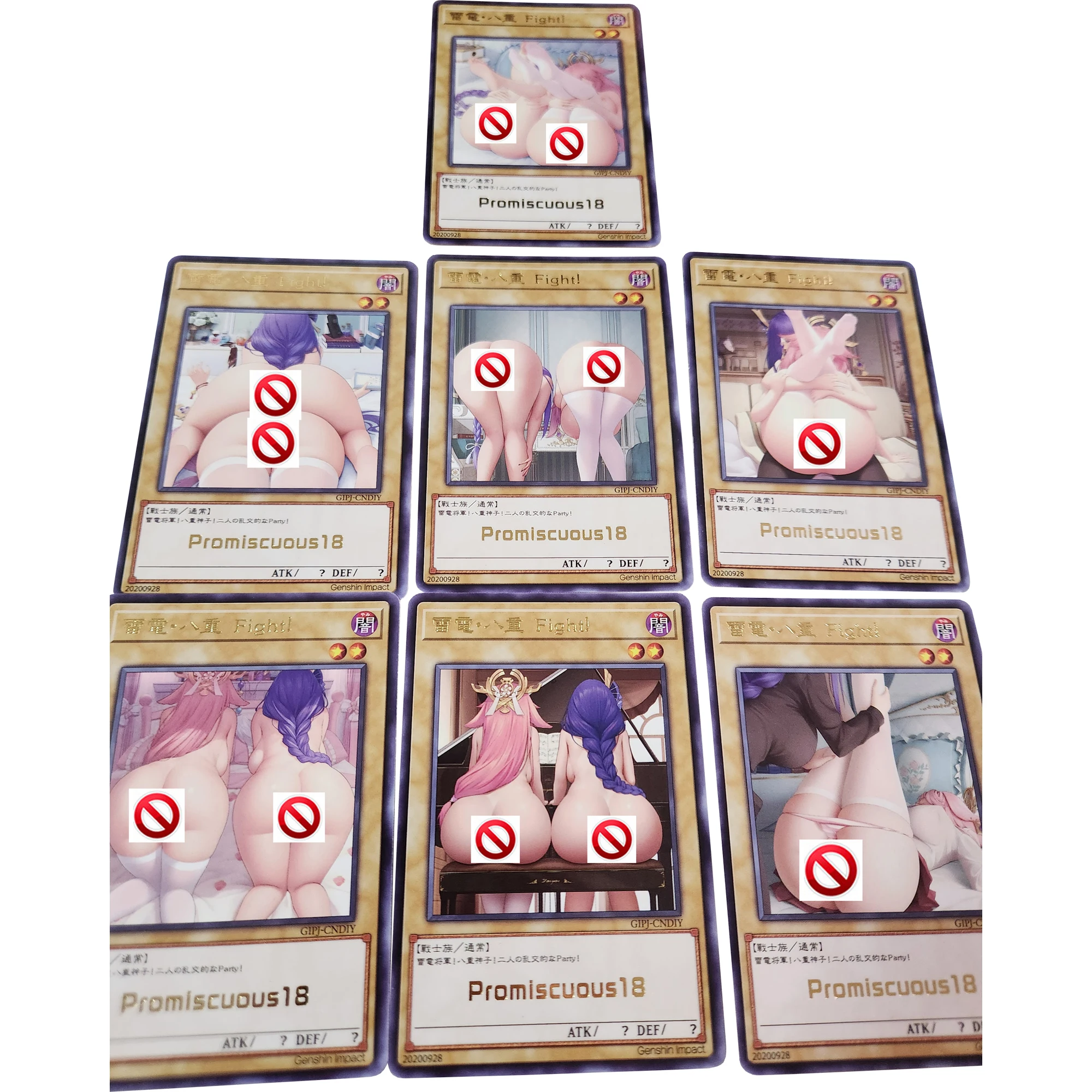 

7Pcs/set Diy Self Made Beelzebul Yae Miko Nude Color Flash Card Yu-Gi-Oh Series Gift Toy Game Anime Collection Cards