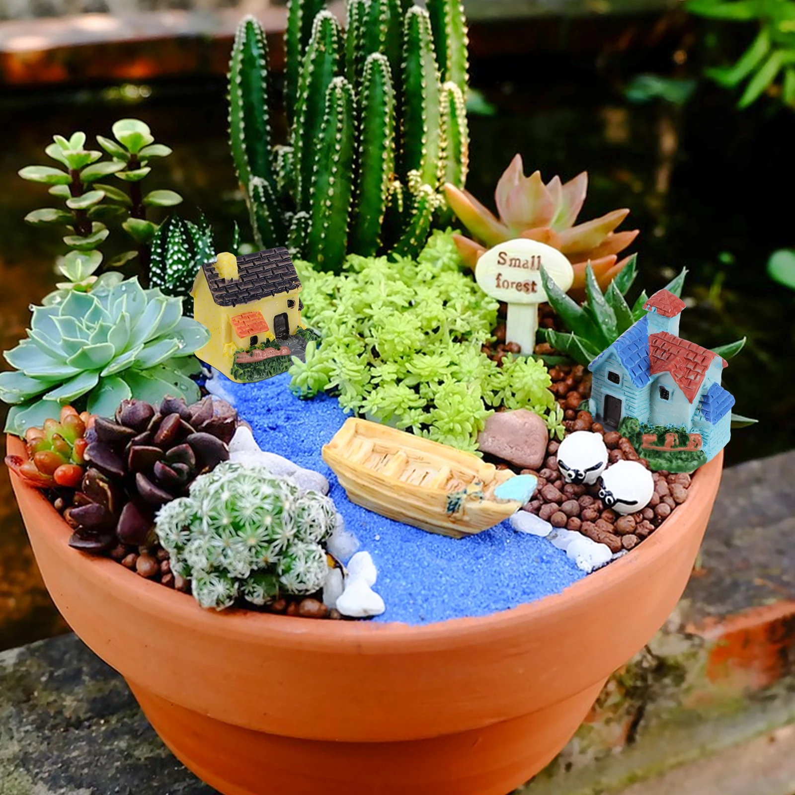 

4pcs Miniature Decor Micro Landscape Gardening Props Cute House Bonsai Office Diy Fairy Garden Ornaments Exquisite