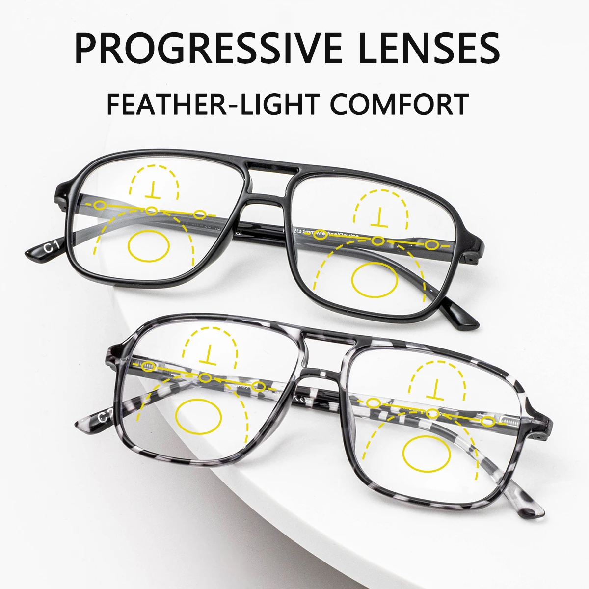 Lunettes de lecture multifocales progressives, avec un champ de vision large, monture ultra-légère et grande taille, légères à porter, adaptées aux hommes et aux femmes.