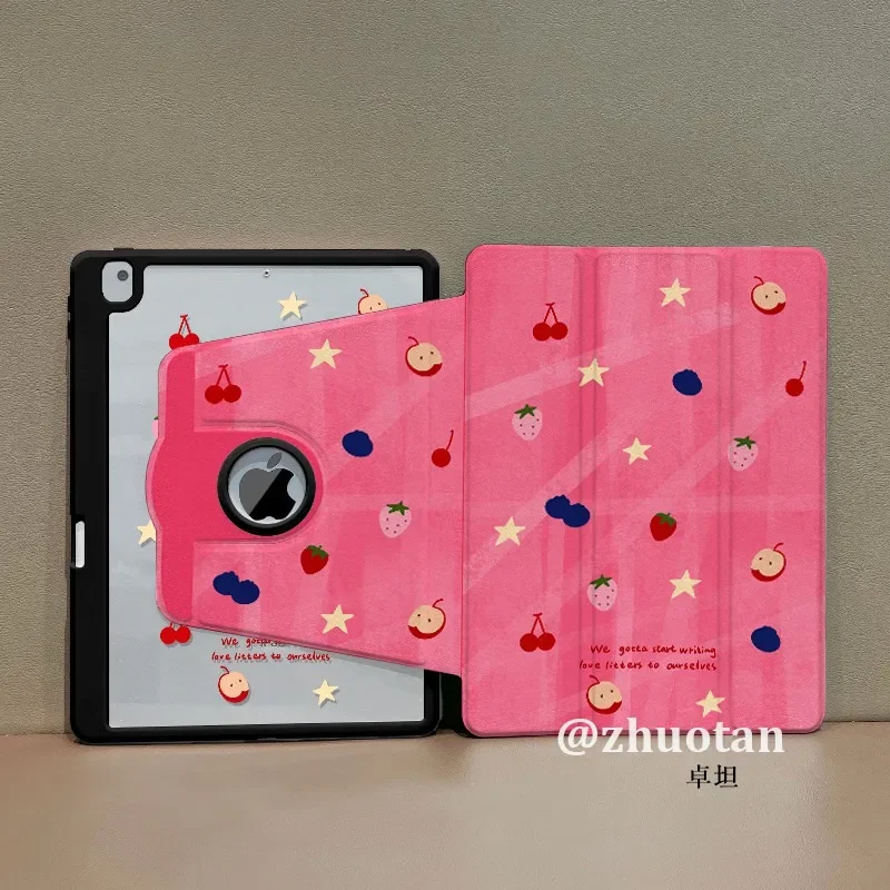 

Strawberry Fruit Tablet Case For iPad Pro 11 13 M2 M4 M3 Case 9.7 10.2 5/6th 7/8/9/10/11th Mini 6 7 Air 1 2 3 4 5 6 Stand Cover