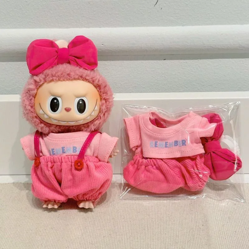 Ubranka dla lalek Labubu, uroczy, słodki trzyczęściowy zestaw, stroje dla lalek damskich, modne markowe letnie akcesoria dla lalek.