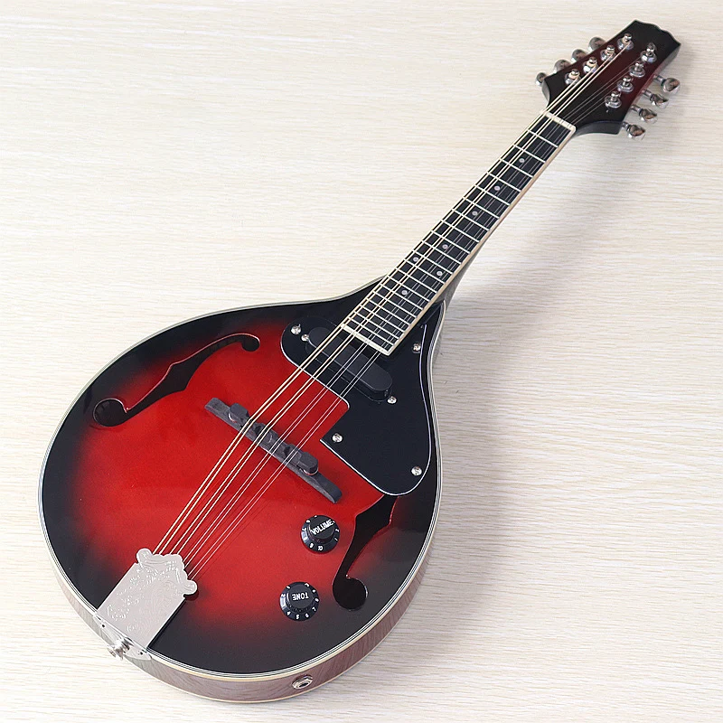 26 Inch 8 String Mandolin Guitar Laminated Spruce Top Sapele Back 20 Frets with EQ Folk Musical Instrument Red