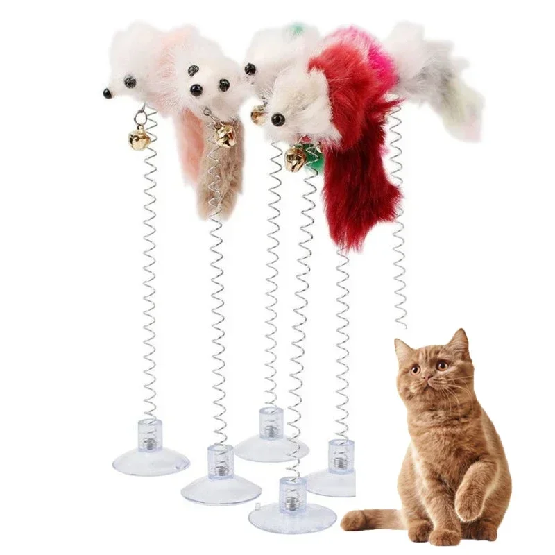 Cartoon Pet Cat Toy Stick Feather Rod Mouse Toy With Mini Bell Cat Catcher Teaser Interactive Kitten Cat Toy Entertainment