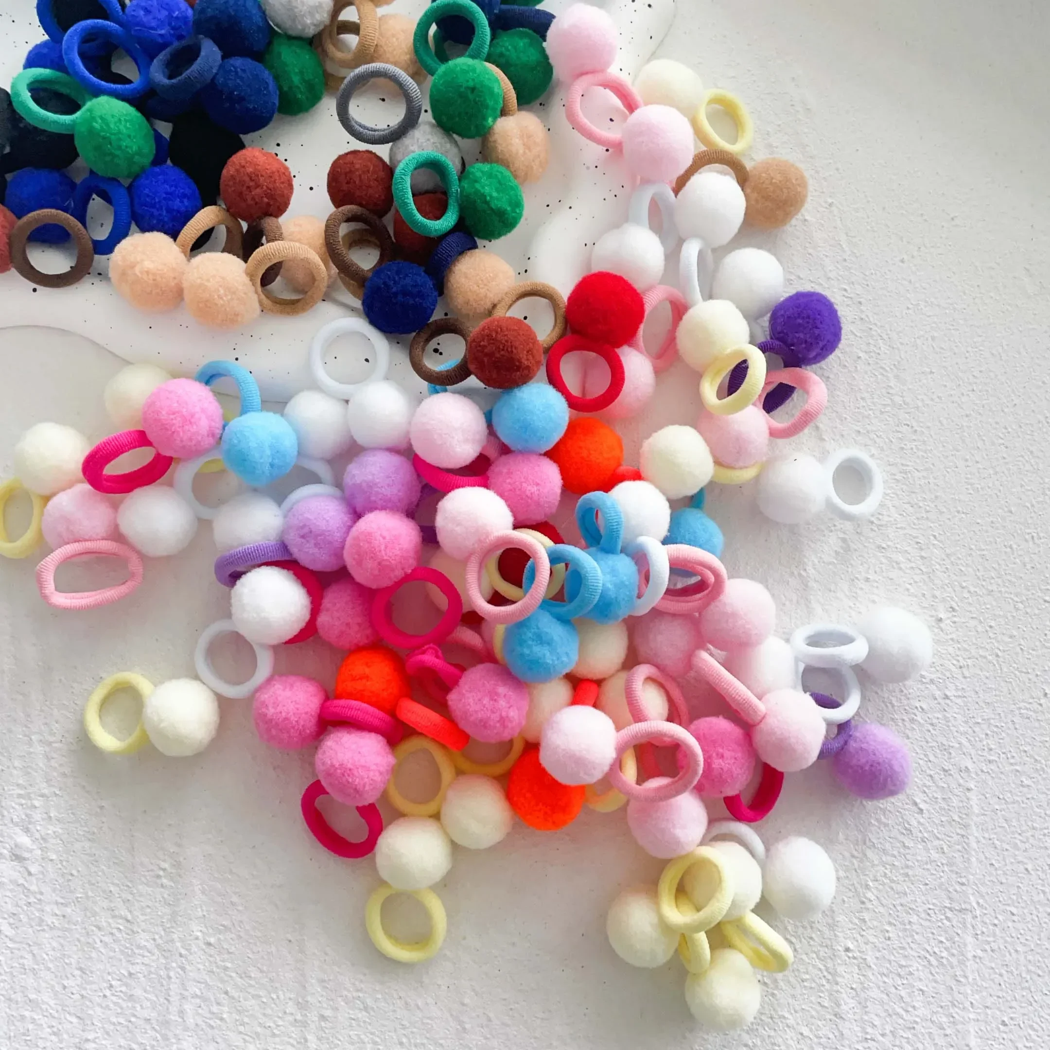 10 stücke Kinder Elastische Haarbänder Mädchen Plüsch Ball Gummiband Für Kinder Süßigkeiten Scrunchie Haar Krawatten Clip Baby Haar Zubehör