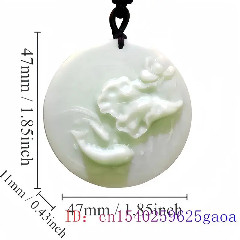 Natural Real Jade Lotus Pendant Necklace Gift Fashion Luxury Carved Jewelry Accessories Gemstones Chinese Talismans