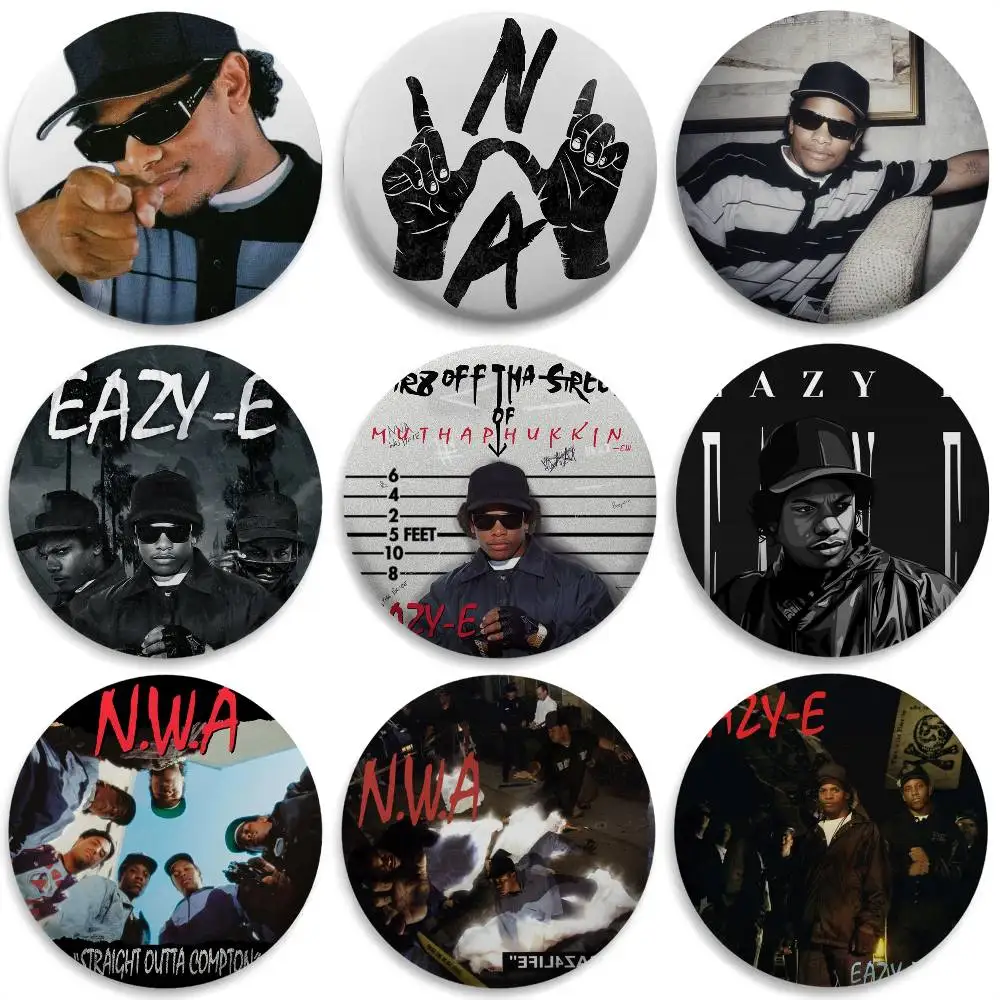 

E-Eazy-E N-NWAS RAP Badges Round Exquisite Badge Brooches Creative Pins For Clothes Hat Backpack Gift Accessories