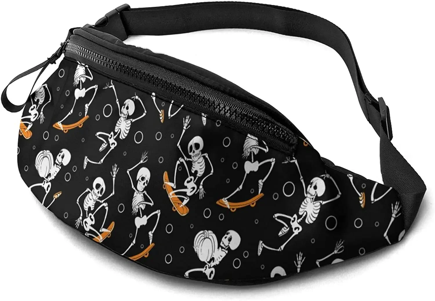 Casual Fanny Pack for Men Women Skateboard Skull Party Waist Bag Pack with Adjustable Belt for Travel Sports Running