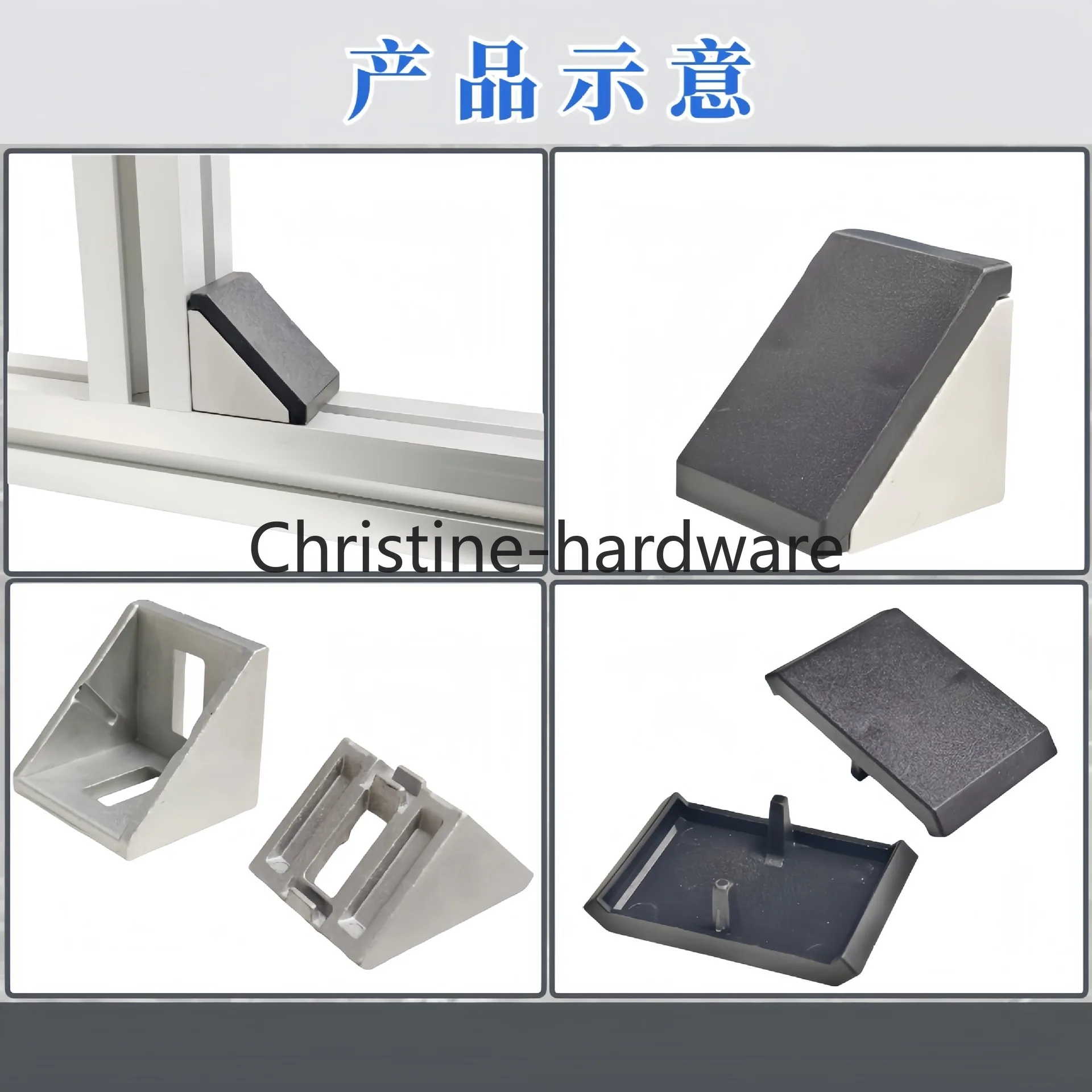 10pcs 2020 3030 4040 Corner Bracket Fitting Black Angle Aluminum Connector with Cap for Industrial Aluminum Profile view 4