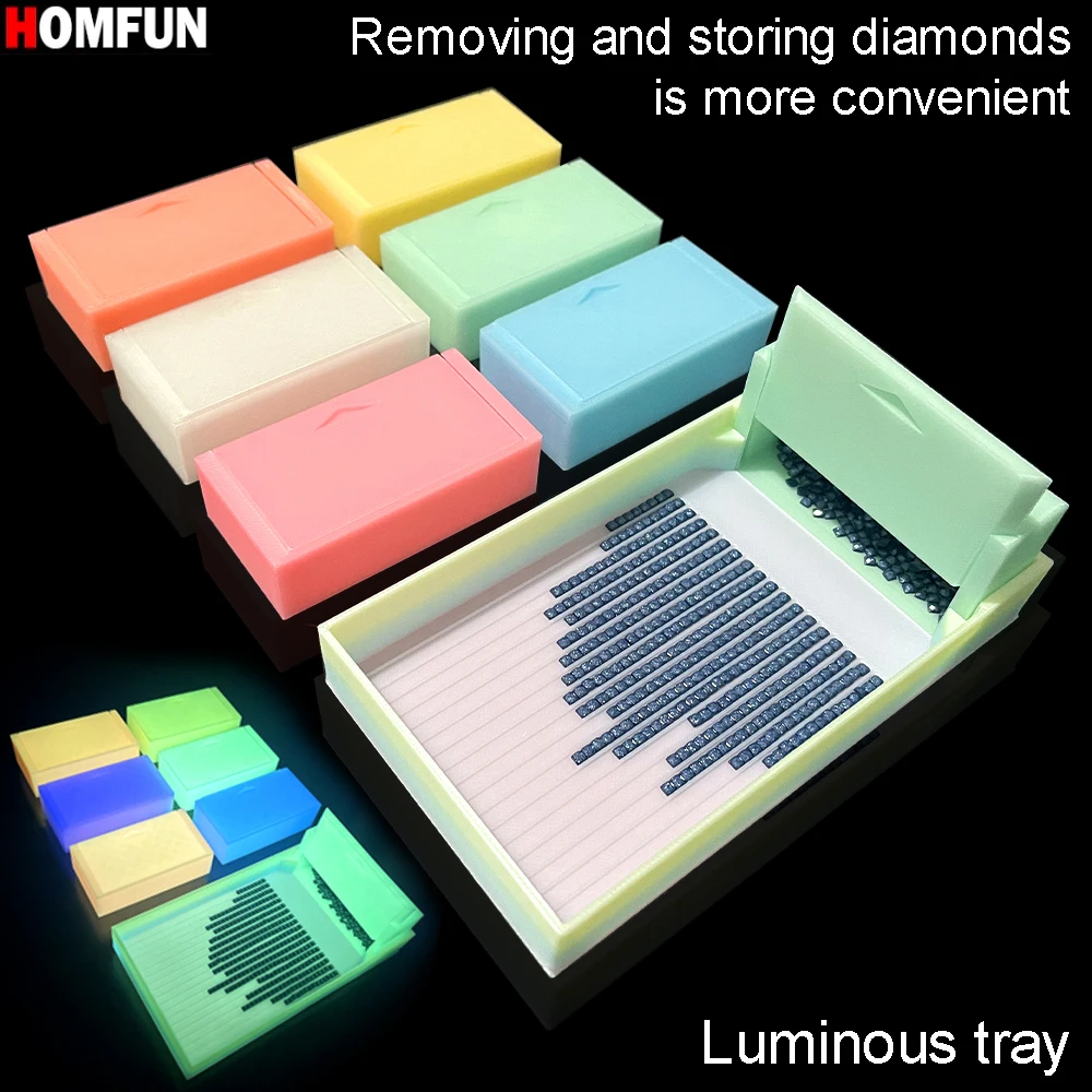 HOMFUN New Diamond Painting Tray，Multi functional take out drill and storage drill，5D Embroidery Accessories Tools Drill Tray