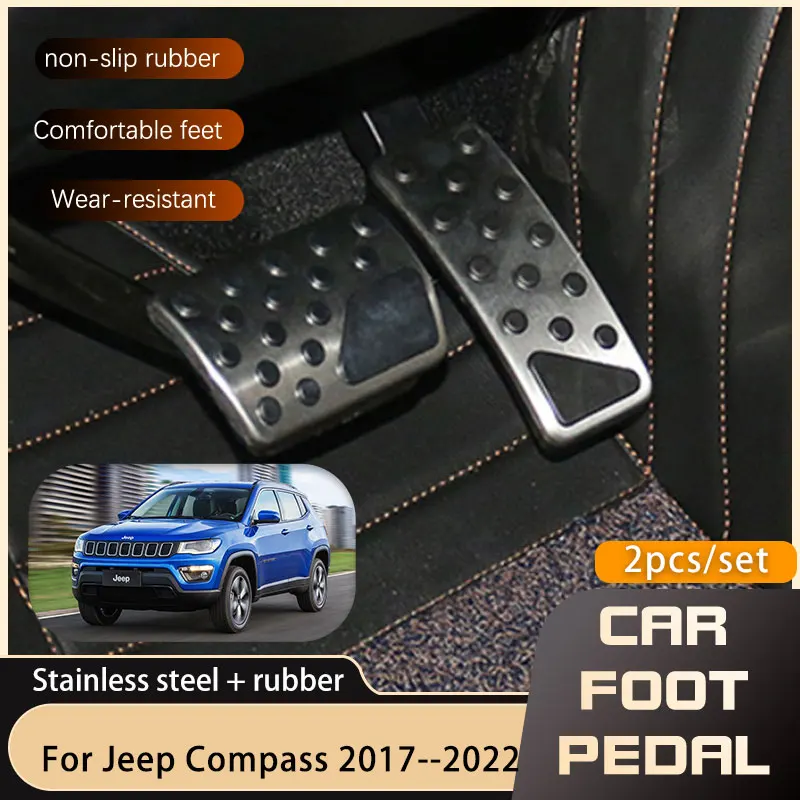 

Car Styling Pedals For Jeep Compass MP 2017 2018 2019 2020 2021 2022 Gas Brake Stainless Steel Non-slip Rest Foot Pedal Cover AT