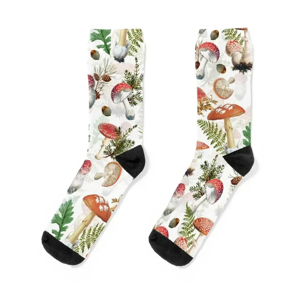 

Beautiful Mushroom Kingdom Botanical Garden White Socks short tennis Heating sock fashionable Socks Man Women's