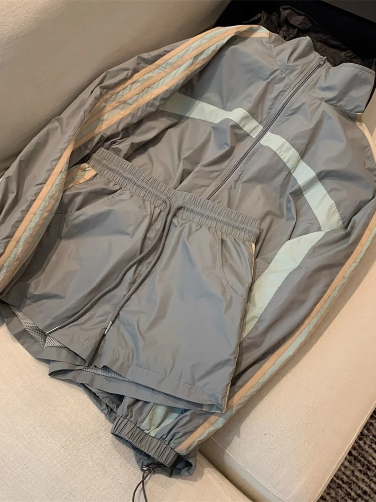 

Повседневный спортивный костюм в уличном стиле, летний, модный, цветной, для мужчин и женщин, брюки и толстовка, комплект из двух предметов, молодежный, с длинным рукавом