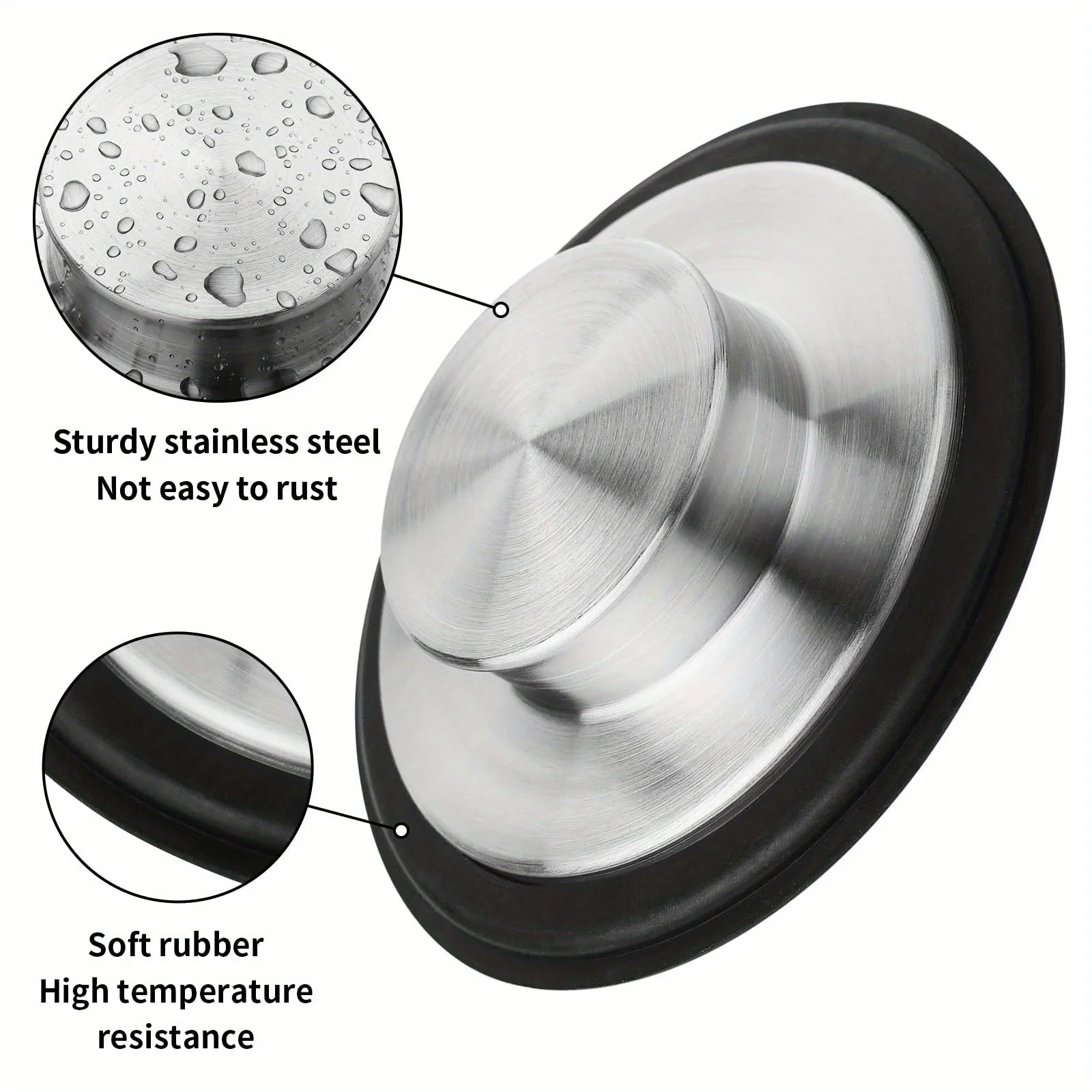 غطاء حوض صرف للمطبخ من الفولاذ المقاوم للصدأ ، سدادة التخلص من القمامة ، مناسبة لـ st