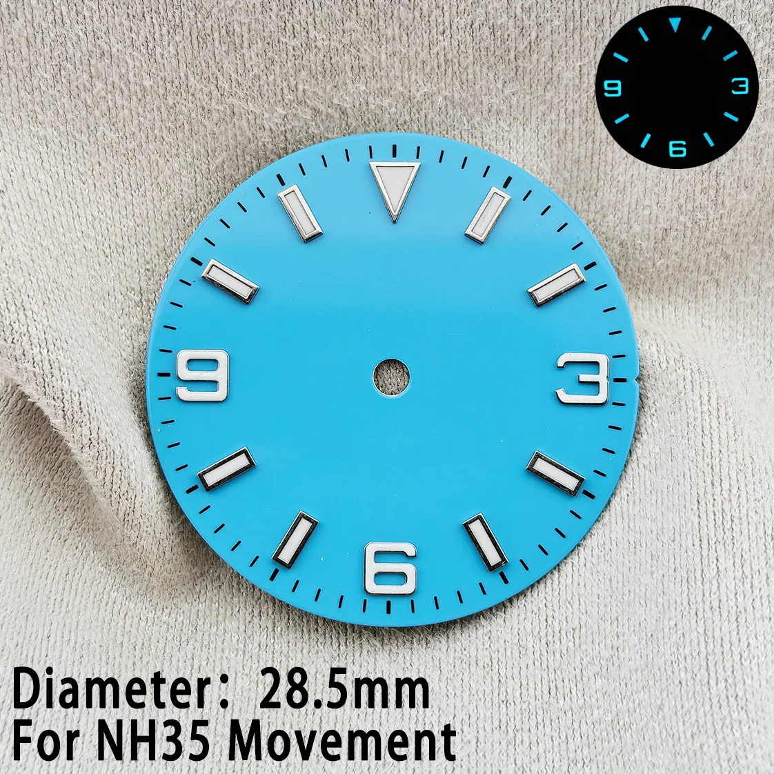 28.5mm Smooth Dials Fit For NH35 Movement Explorer 3-6-9 design Wristwatches Dial Accessory Parts Replacement Green Luminous