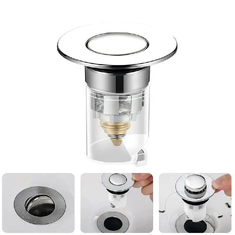 Bathroom Sink Drain Stopper Pop Up Basin Drain Filter Anti-Clogging Hair Stopper Sink Strainer Prevent Odor Bug For Sink Bathtub