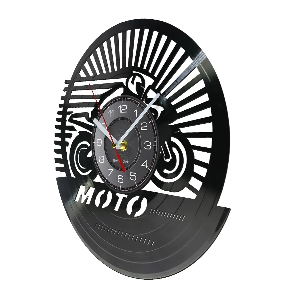 Vintage Motorcycle Speed Racer Wall Clock Motobiker Motocross Vinyl Record Wall Clock Motorcyclist Gifts Decorative Wall Watch