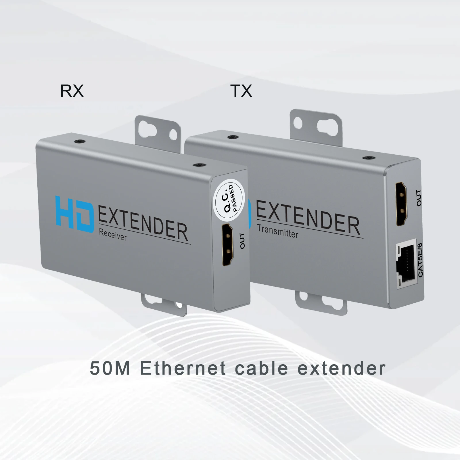 

50m HDMI Network Cable Extender Shooter Receiver, HDMI KVM Extender via RJ45 Network CAT5E/6/7 Cable with 2 USB Outputs