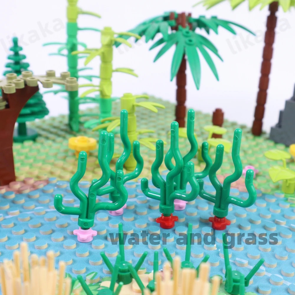 100PCS Tree Plants Accessories Parts Building Blocks Toys Compatible Grass Hills Bush Jungle Blocks MOC City Friends Bricks