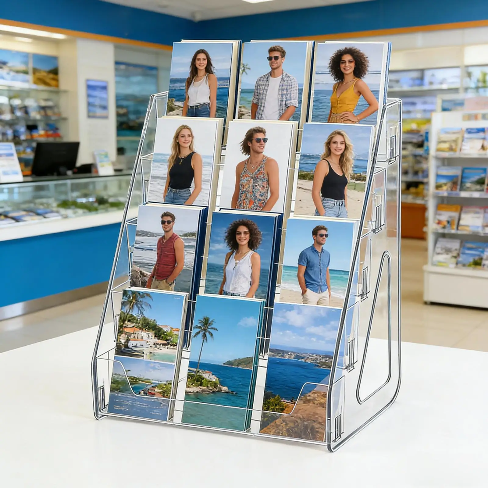5-Tier Brochure Holder Clear Literature Display Stand Desk Flyer Pamphlet Storage Rack Note Holder Sticker Catalog Display Stand