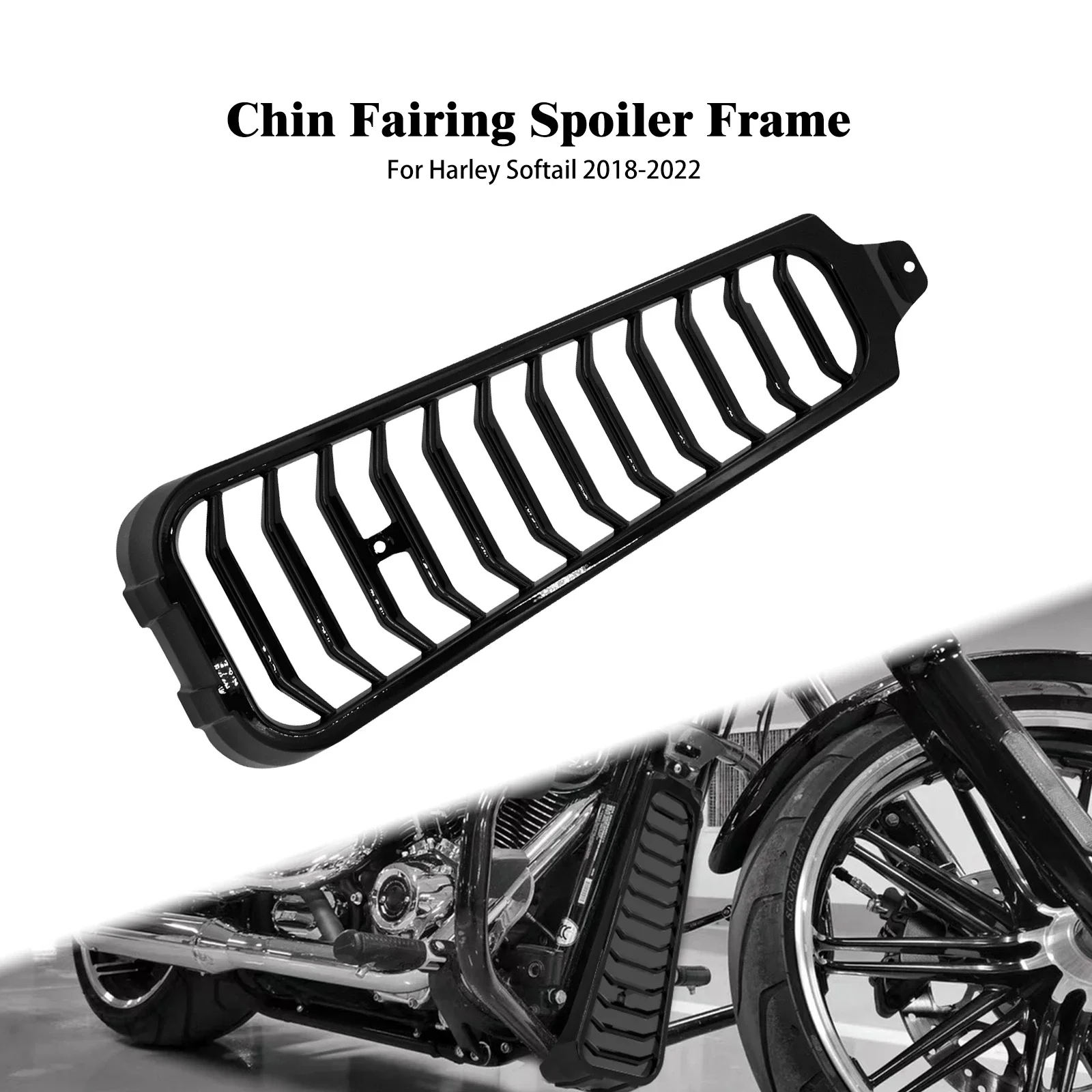 

Motorcycle Front Bottom Spoiler Mudguard Air Dam Chin Fairing Gloss Black For Harley Softail Slim FL Breakout Fat Bob 2018-2022