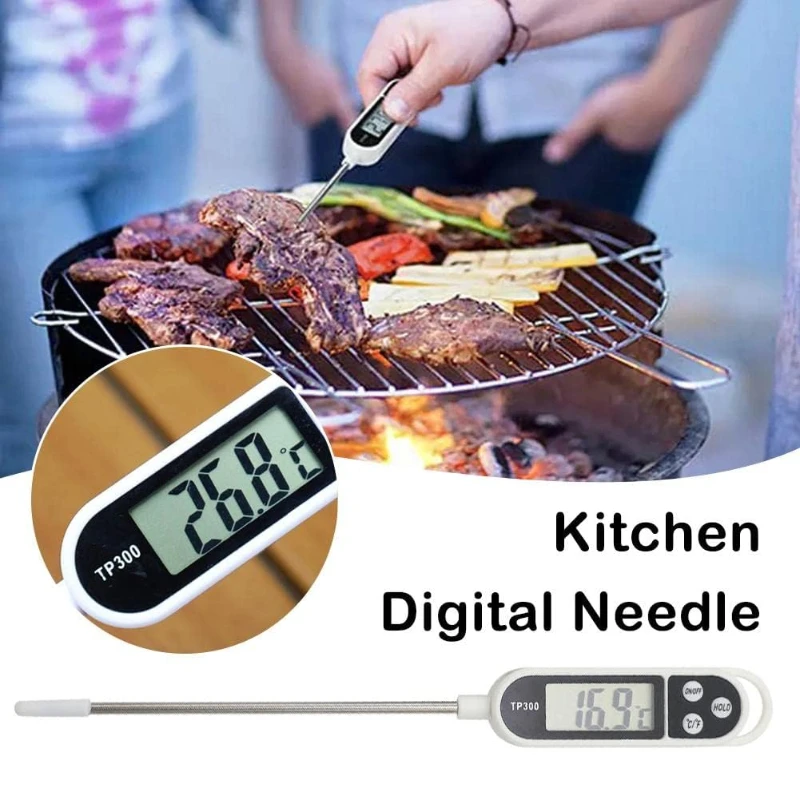 

Kitchen Food Thermometer, Stainless Steel Probe Kitchen Meat Cooking Thermometer, Digital Electronic Temperature Measuring Tool