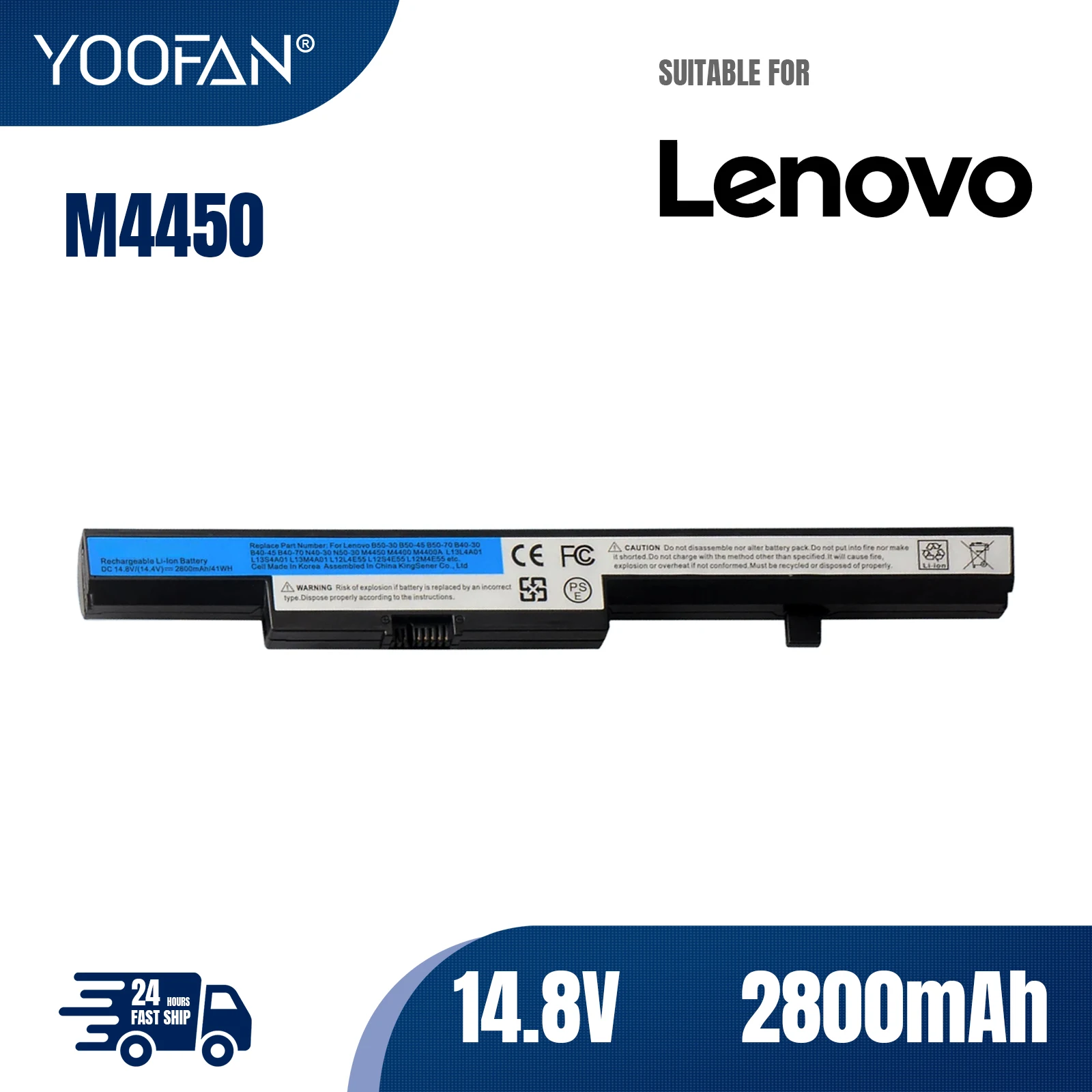 YOOFAN 2800mAh L13L4A01 batería del ordenador portátil para Lenovo B50-70 B40-70 B50-30 B50-45 B40-30 B50 M4450 M4400 M4400A