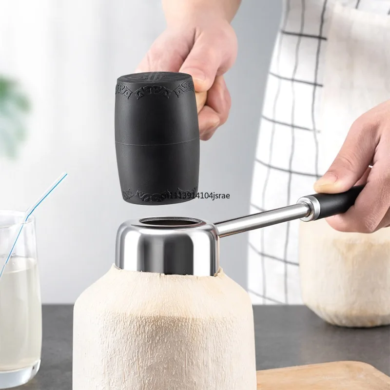 Coconut Opener Household Green Coconut Hole Punch Shell Cutter Coconut Flesh Remover Kitchen Fruit Opening Gadget