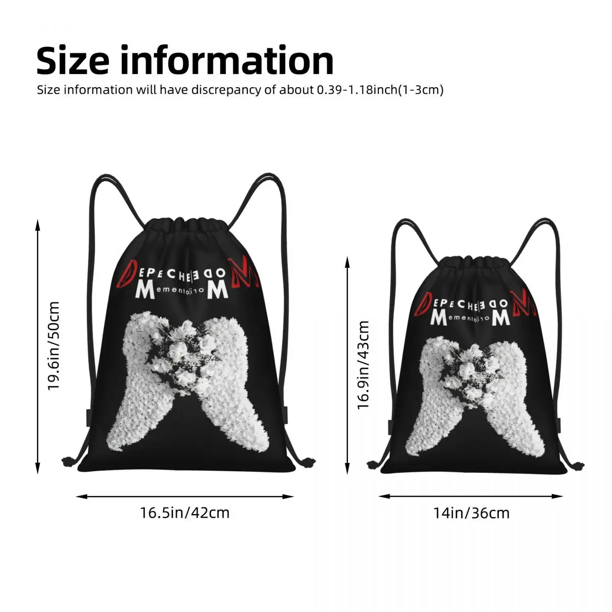 DM White Wings Drawstring Backpack Sports Gym Bag Depeches Mode String Sackpack for Exercise