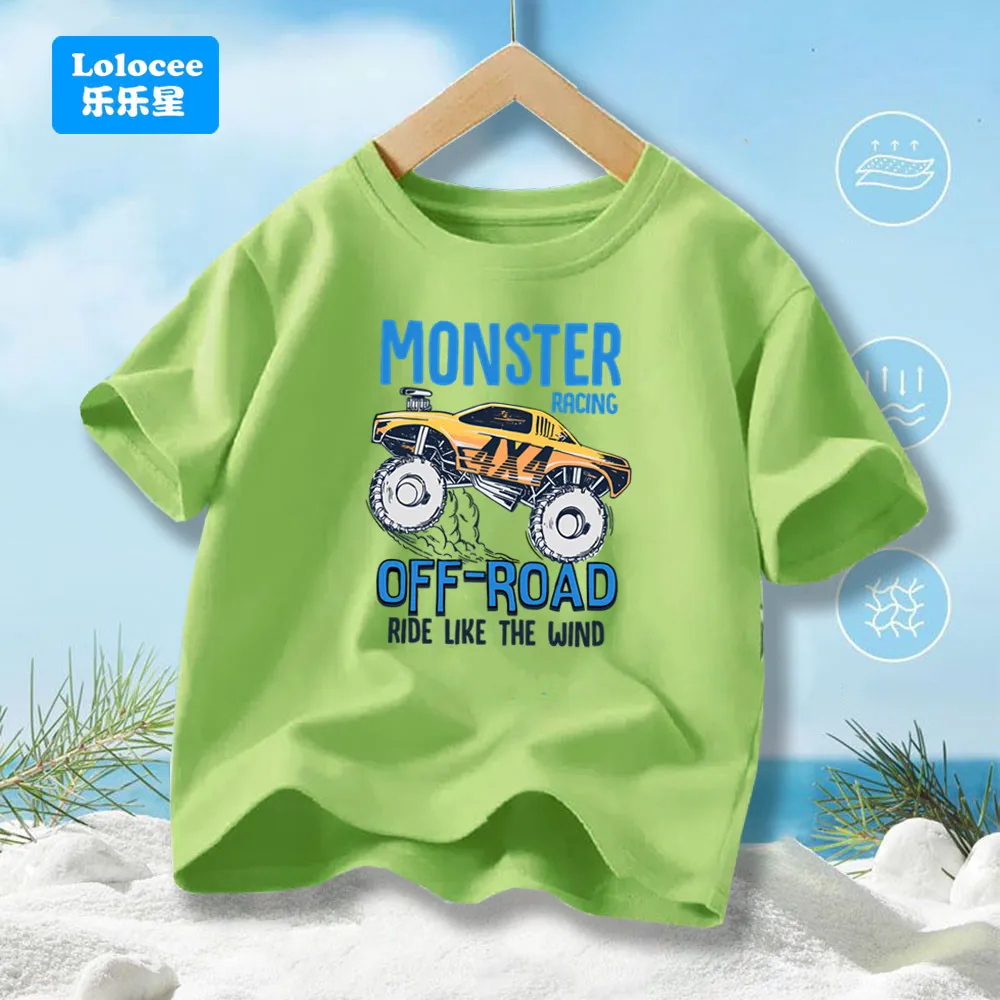 Jungen Sommer T-Shirt Cartoon Off-Road Truck Print T Shirts Für Kleine Junge Streetwear Tops Kinder Sommer Baumwolle kleidung CZ1